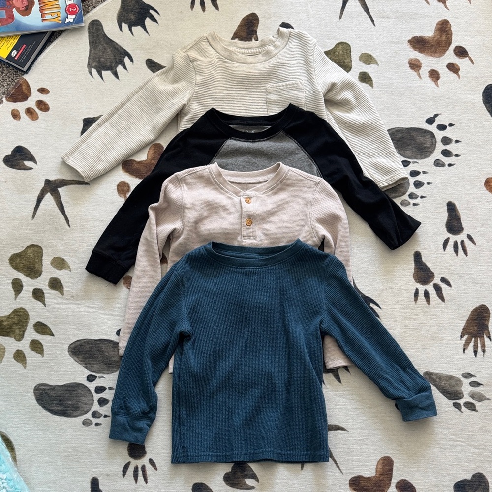 Cat & Jack Long Sleeve Shirt Set - Cream, Black, Blue